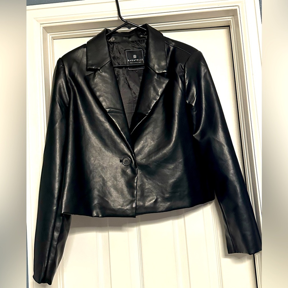 Cropped Leather Jacket - image 1